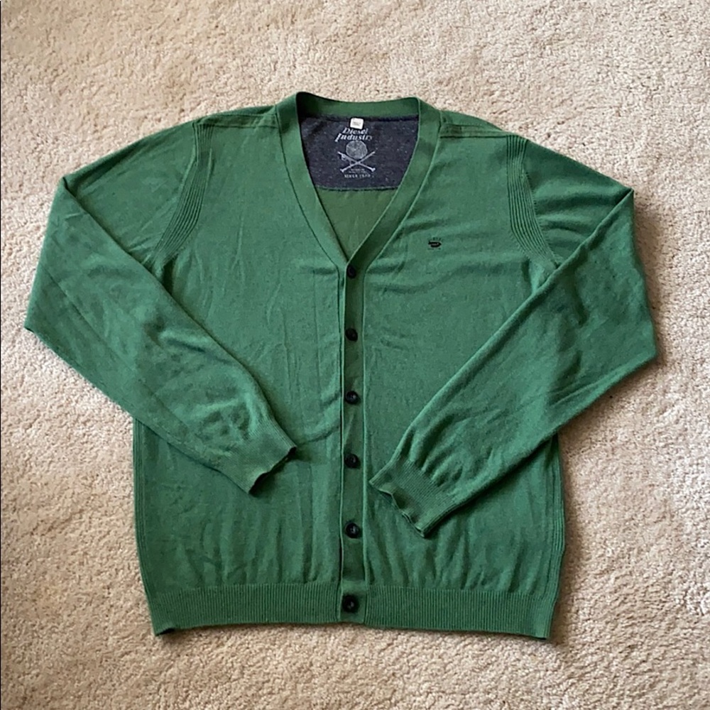 Men’s Grass Green Diesel Industries Cardigan